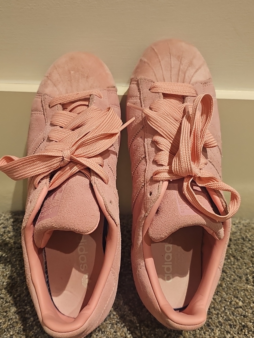 adidas Women's Light Pink Suede Sneakers